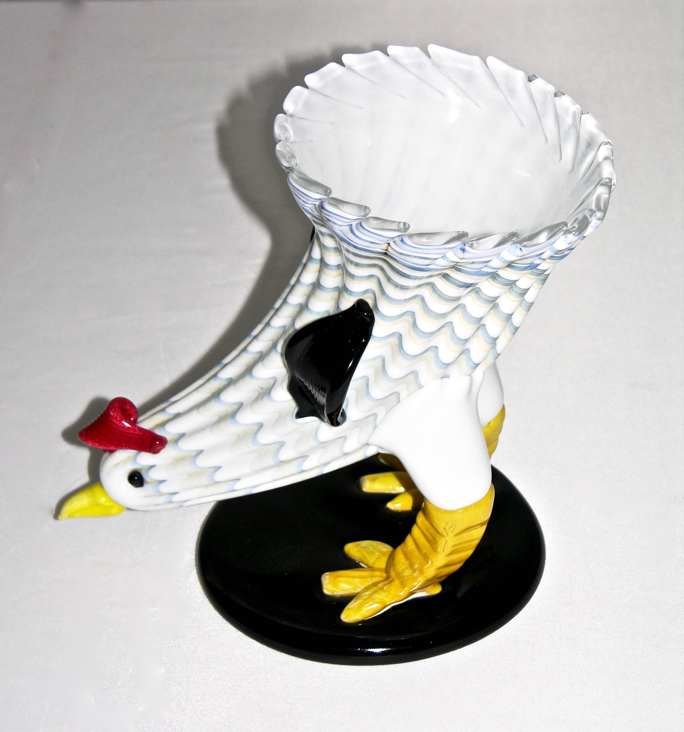 Venini Fulvio Bianconi 1970s Vintage Pair of Murano Glass Birds Sculptures/Vases 1