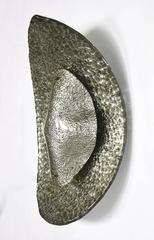 1990s Modern Italian Pair of Silver Finish Textured Murano Glass Concave Sconces