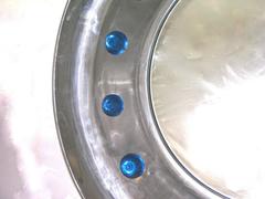 Italian Modern Nickel Round Mirror with Jewel like Blue Murano Glass