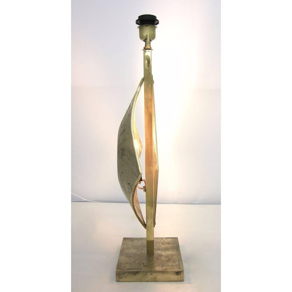 Italian Design Contemporary Pair of Brutalist Cast Bronze Double Lit Lamps 1
