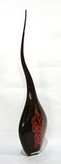Dona Modern Art Glass Dark Purple Sculpture Vase with Red and Yellow Murrine