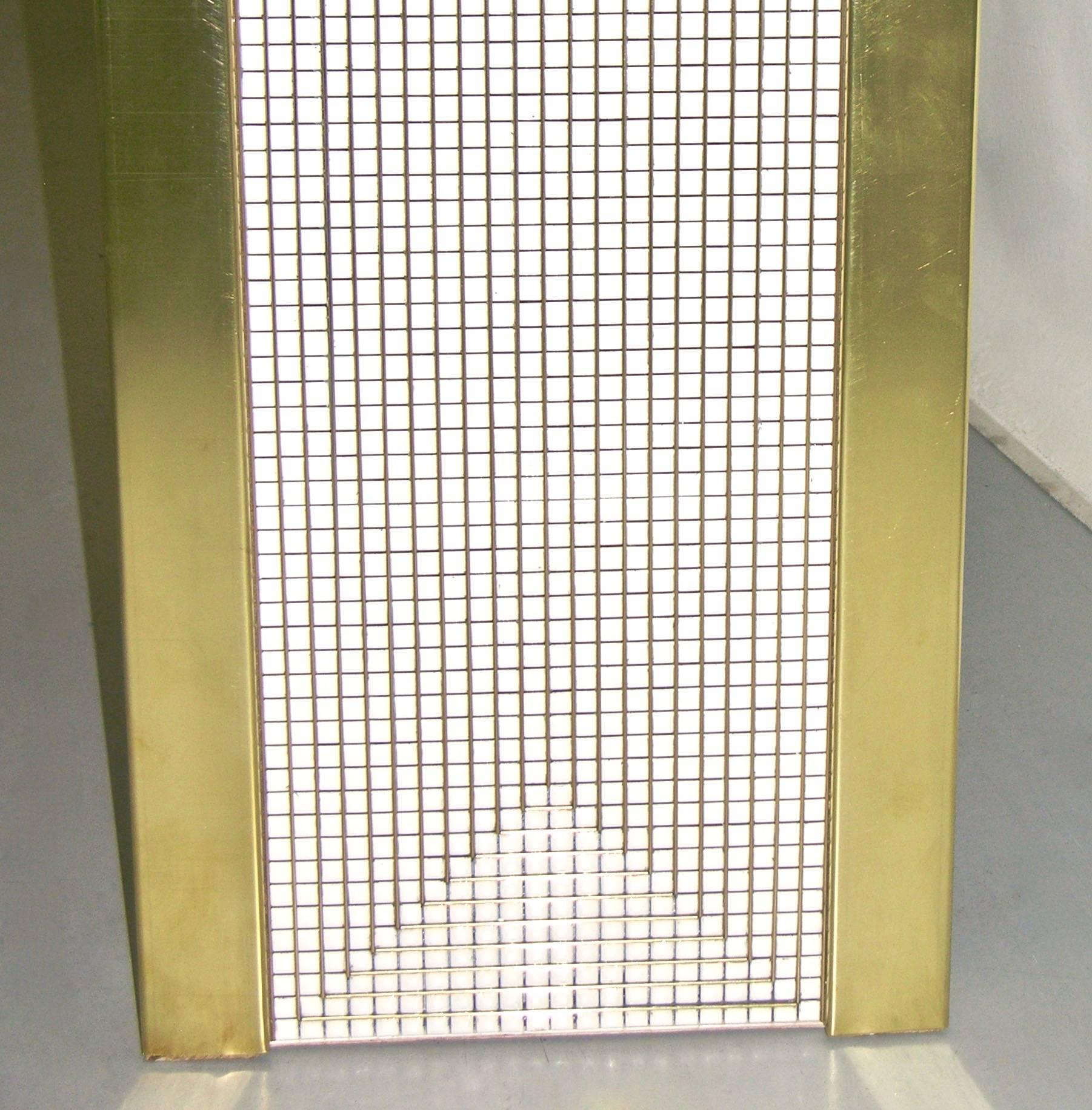 1970s Modern Italian Gold Brass and White Ceramic Mosaic Console For Sale 1