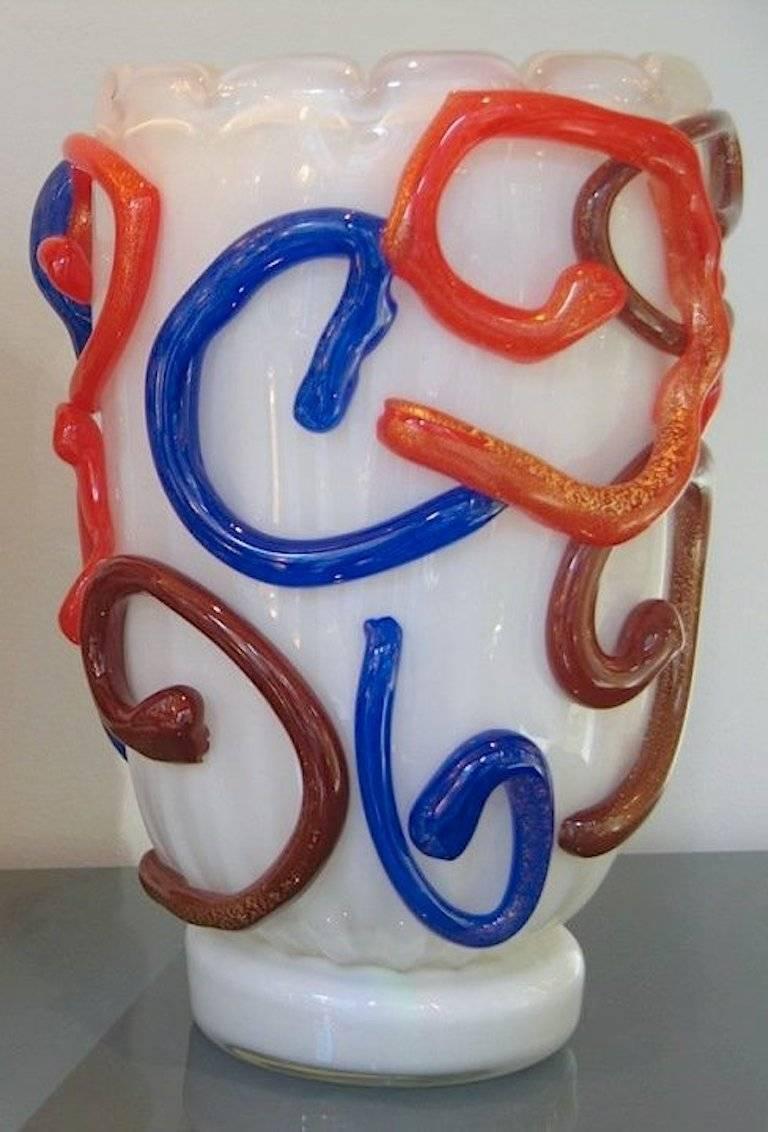 Italian Vintage Modernist Murano Glass Vase by Costantini