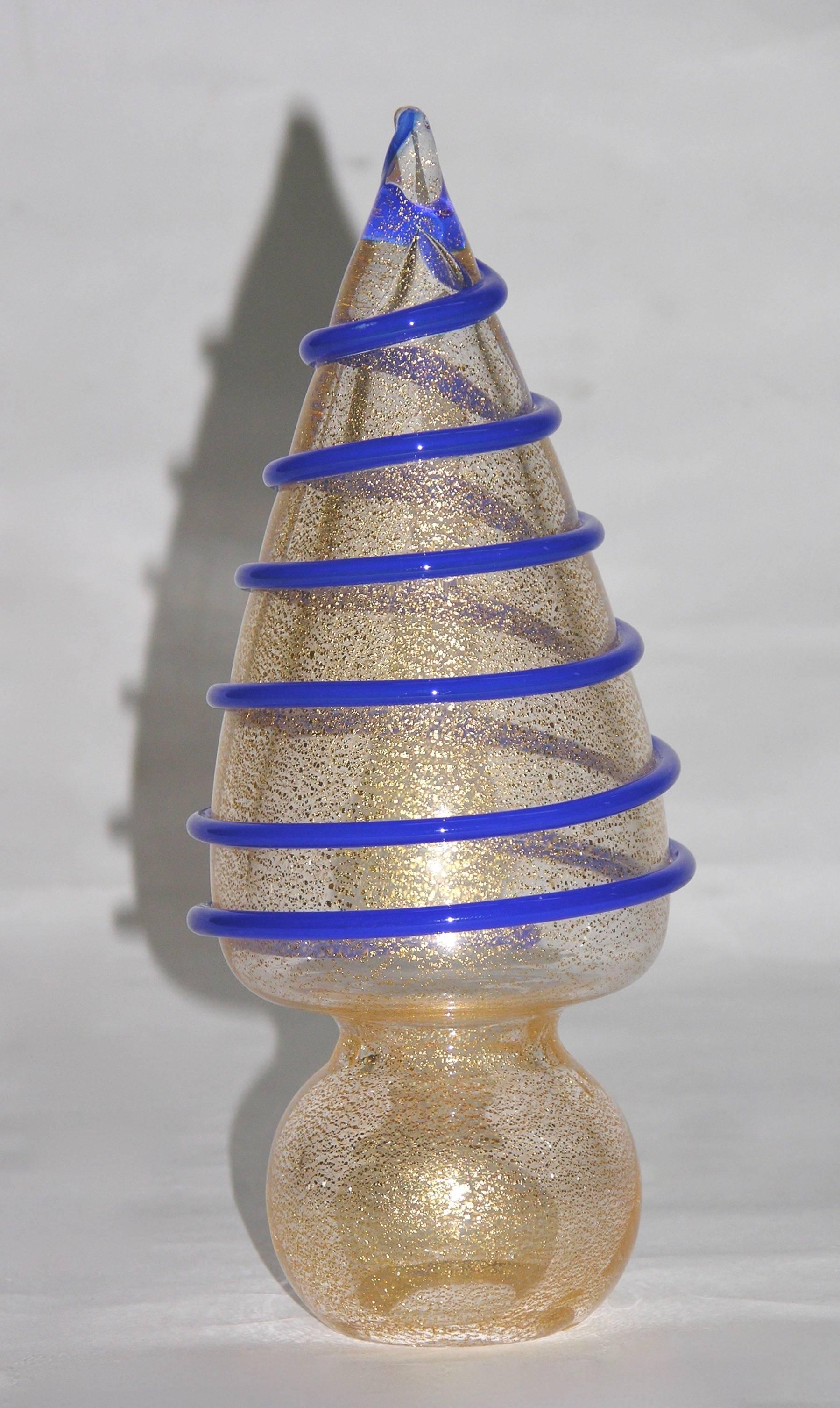 Hand-Crafted 1980s Italian Vintage Colorful Murano Glass Christmas Trees Sculptures by Formia