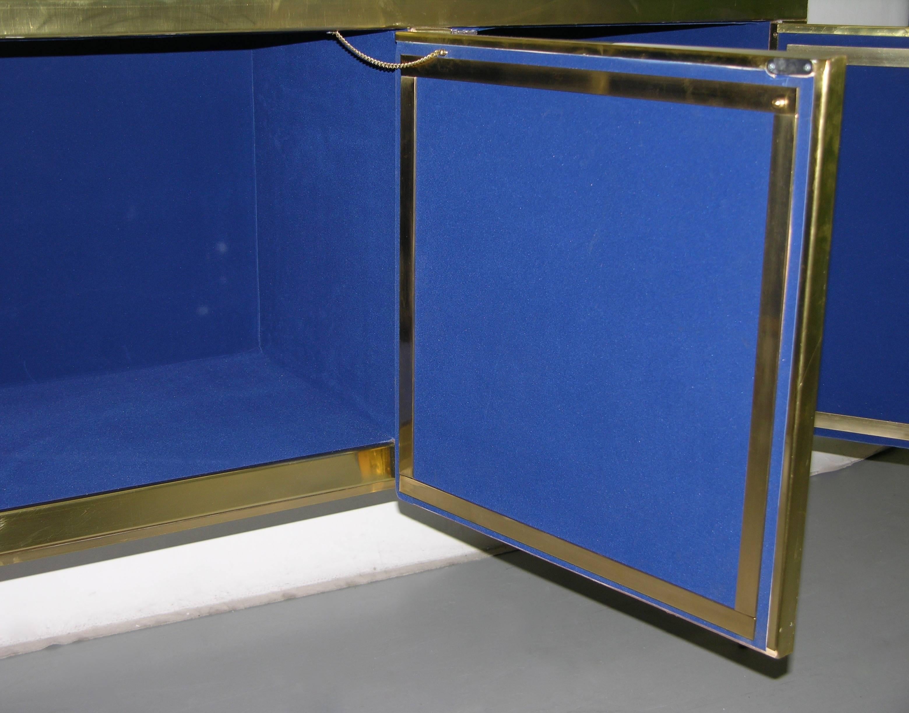 Italian Contemporary Fine Design Brass Cabinet with Blue Green Purple Agate 2