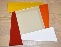 Ettore Sottsass for Glas Italia Geometric Mirror in White Red Orange Yellow