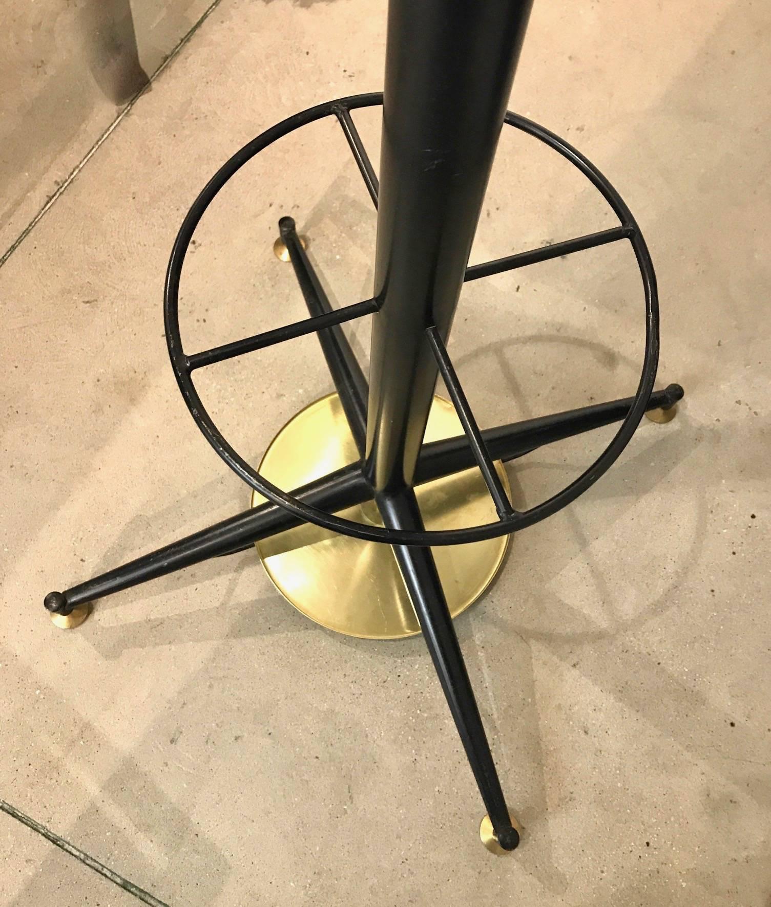 Late 20th Century 1980s Italian Modern Black Lacquered and Gold Brass Coat Rack or Umbrella Stand