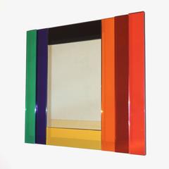 Ettore Sottsass for Glas Italia Geometric Mirror in Red Orange Yellow Blue Green
