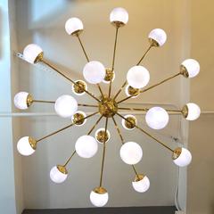 Italian Modern 24-Light Brass and Lavender Periwinkle Murano Glass Chandelier