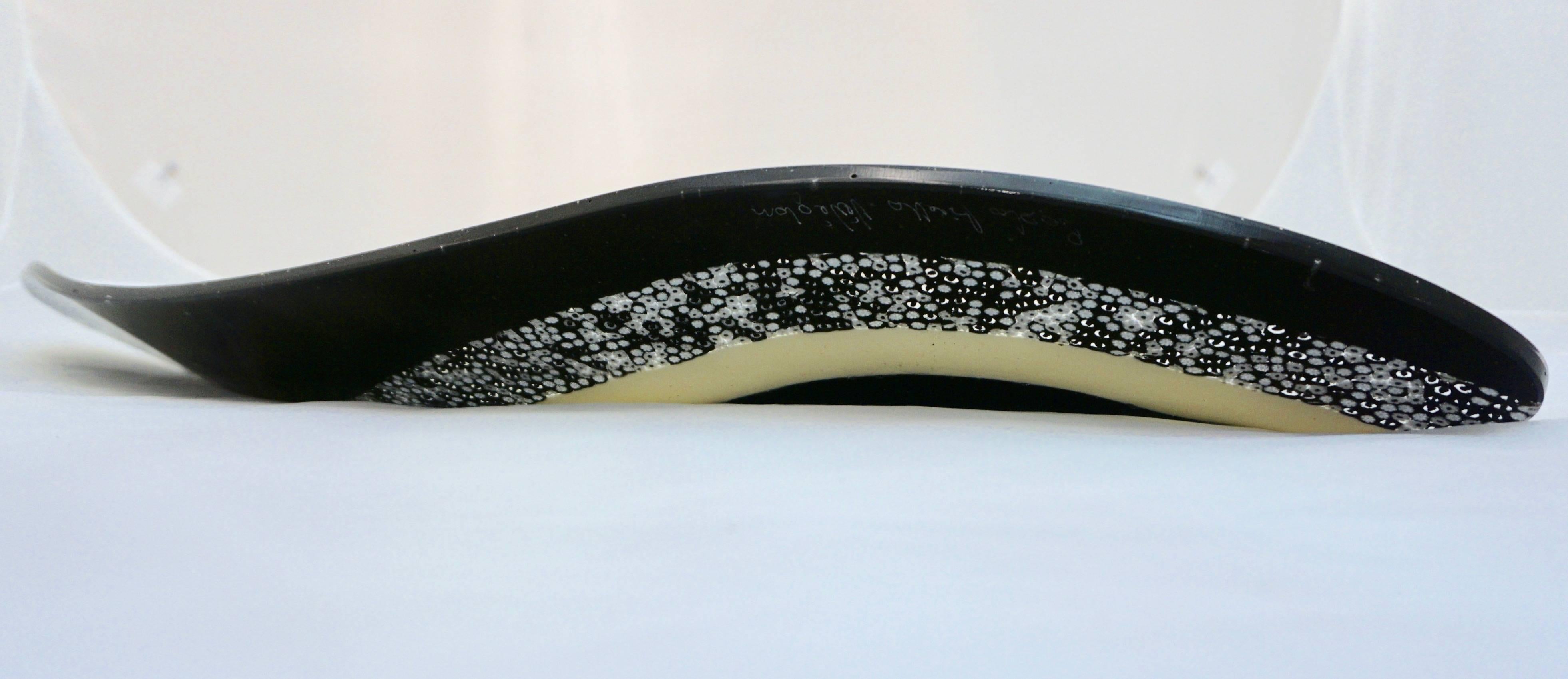 Contemporary Italian Black and White Murano Art Glass Mosaic Curve Centerpiece For Sale 3
