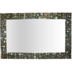 Modern Italian Green Cream Caramel White and Black Murano Glass Mosaic Mirror
