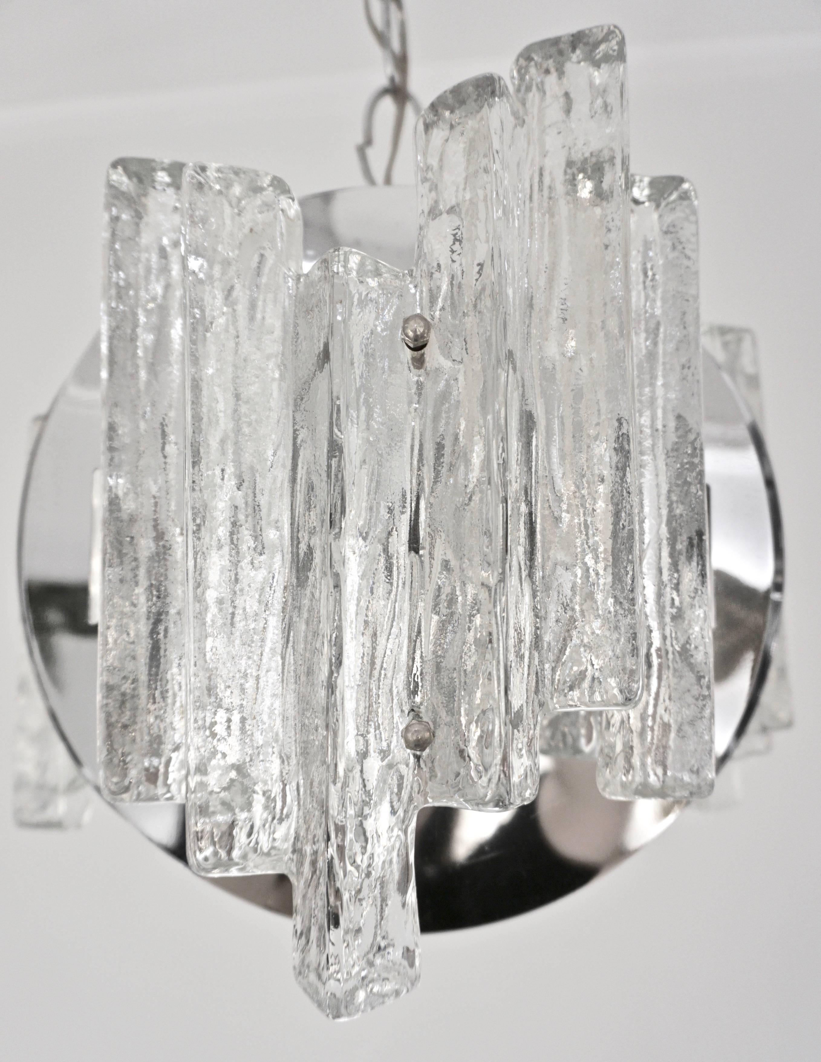 Late 20th Century Salviati 1970 Italian Sculptural Modern Nickel Crystal Clear Glass Chandelier For Sale