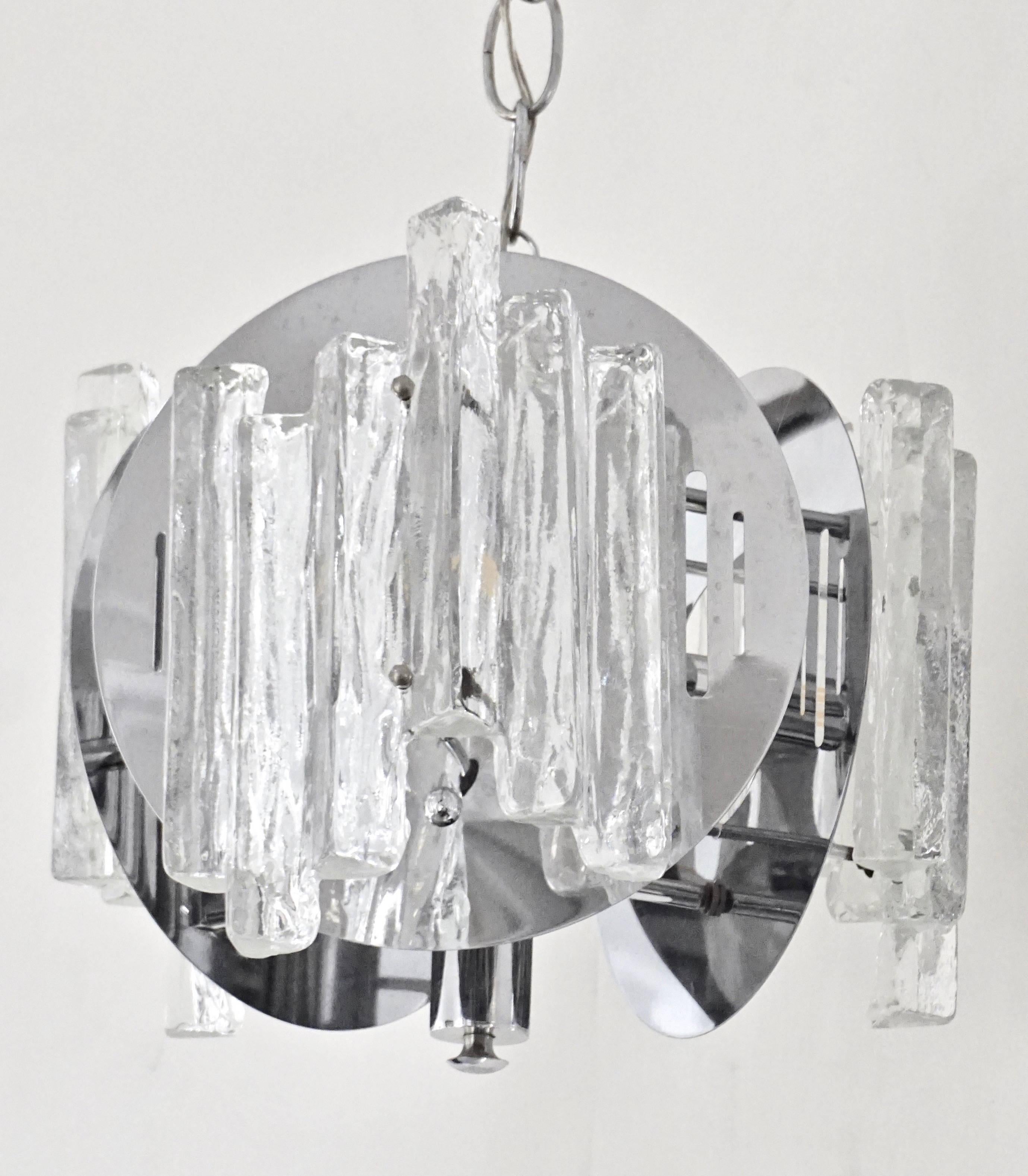 Salviati 1970 Italian Sculptural Modern Nickel Crystal Clear Glass Chandelier For Sale 1