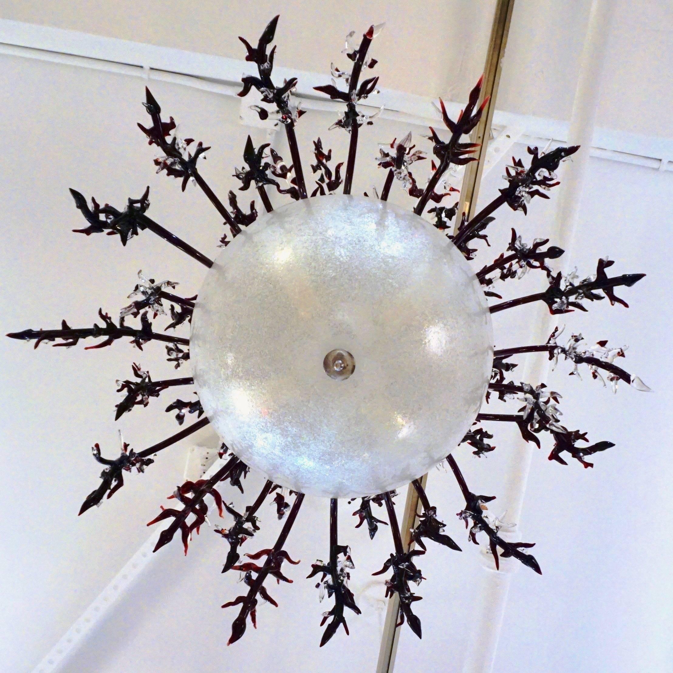 Organic Modern 1980s Modern Italian White Murano Glass Chandelier with Organic Coral like Decor
