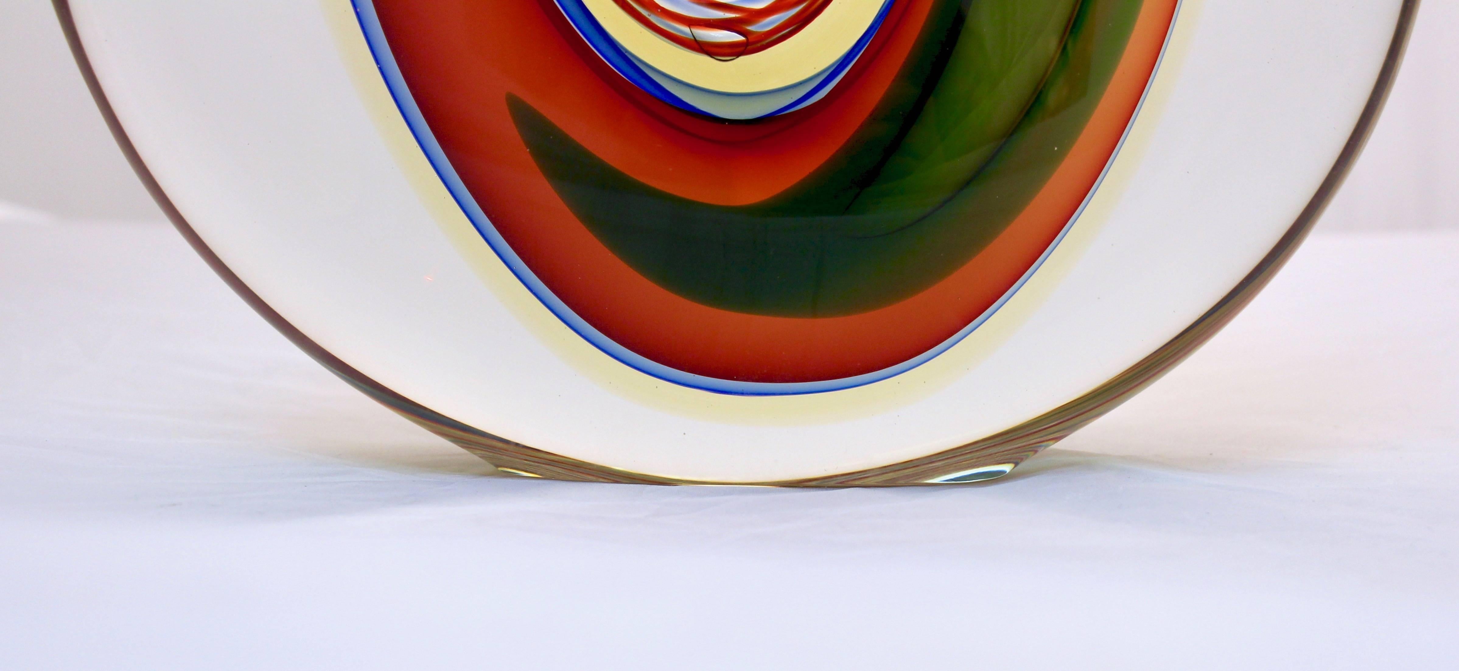 Barbini 1970s Modern Red Green Blue Gold Crystal Murano Art Glass Sculpture Vase 2