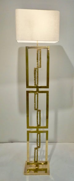 Italian Design Contemporary Cast Bronze and Gold Brass Rectangular Floor Lamp