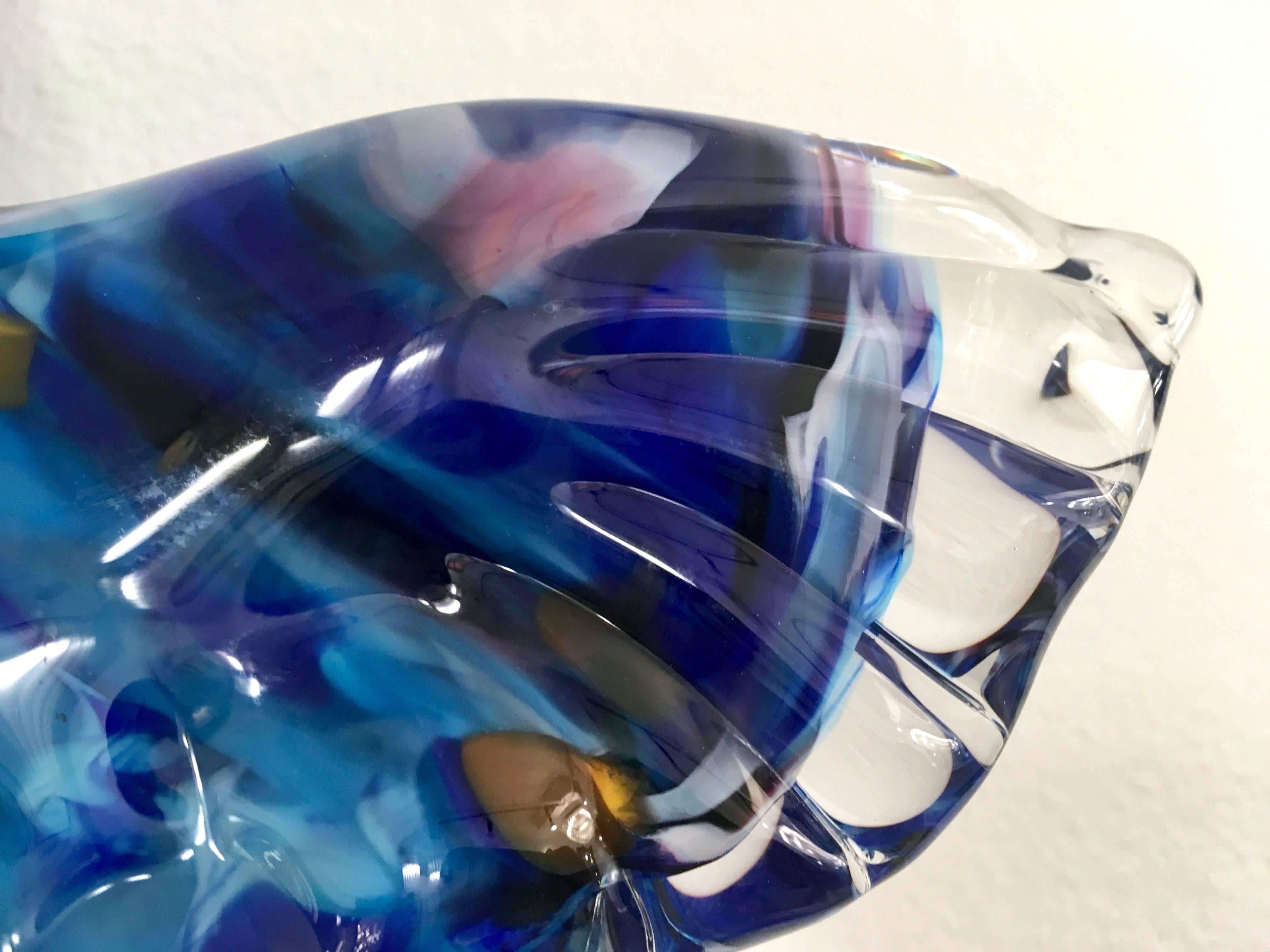 American Flight of Blue Butterflies Contemporary Blown Glass Modern Wall Art Sculpture For Sale