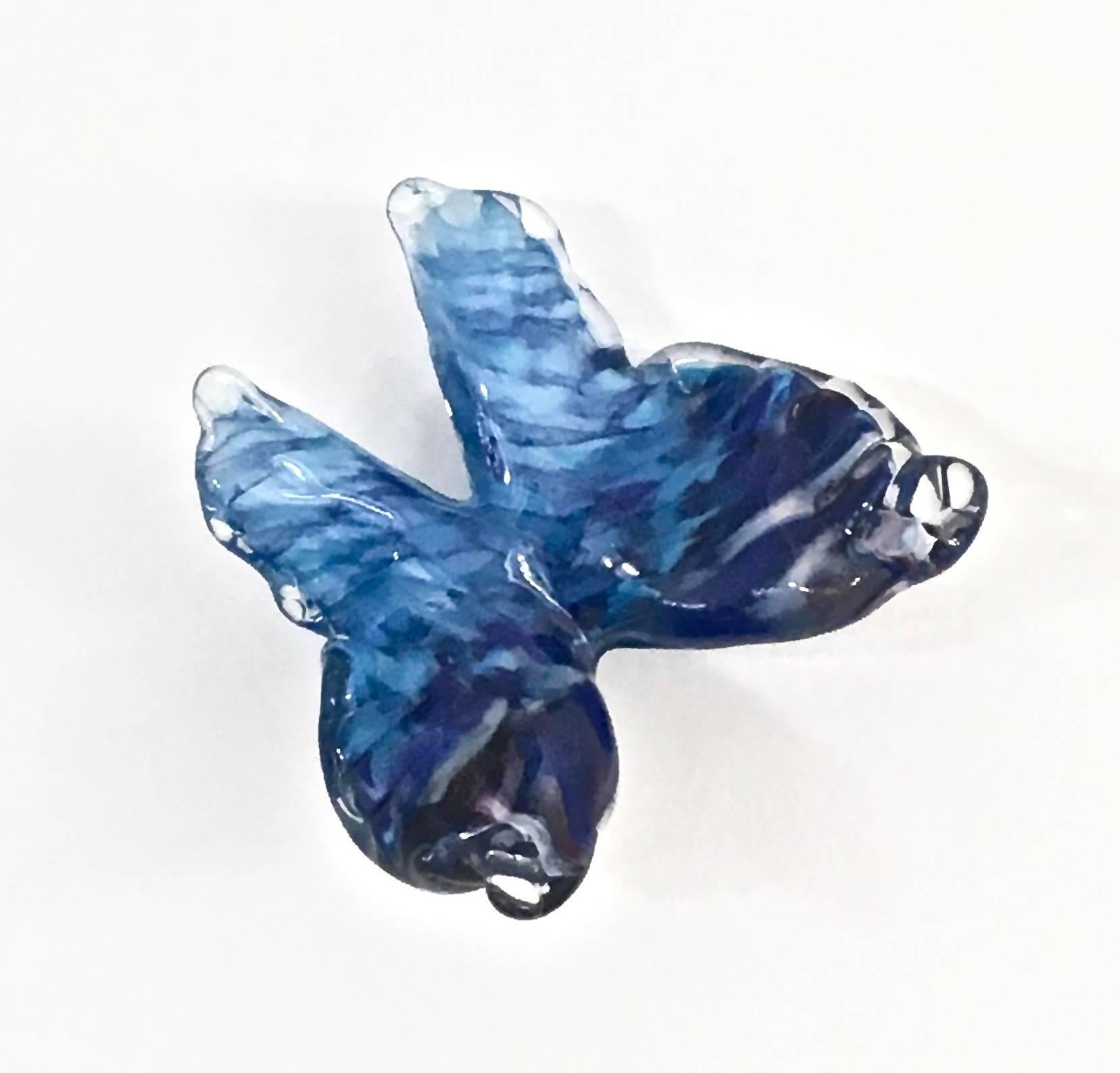 Flight of Blue Butterflies Contemporary Blown Glass Modern Wall Art Sculpture For Sale 1