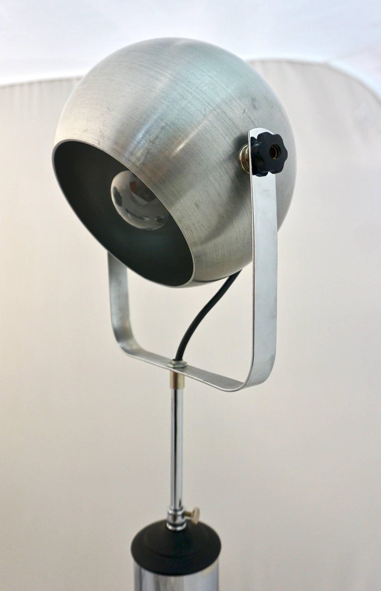 Italian 1960 Vintage Adjustable Nickel Globe Spotlight Table Lamps on