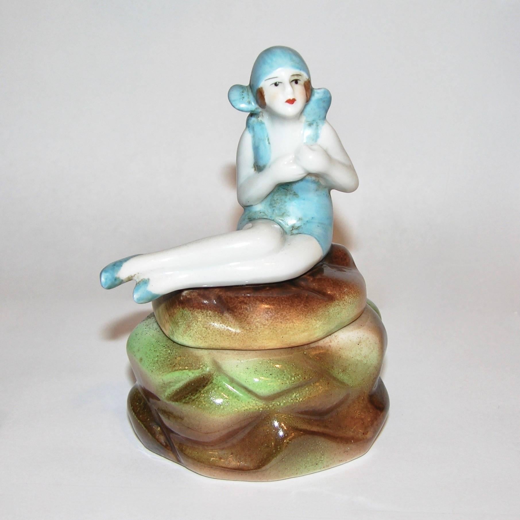 bathing beauty figurine in antique ceramic porcelain figurines