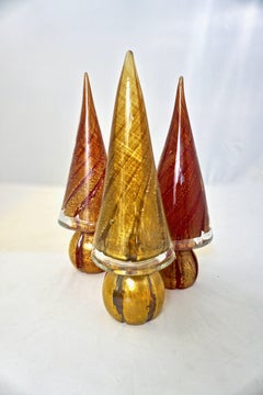 Formia 1980s Italian Vintage Colorful Murano Glass Christmas Tree Sculptures
