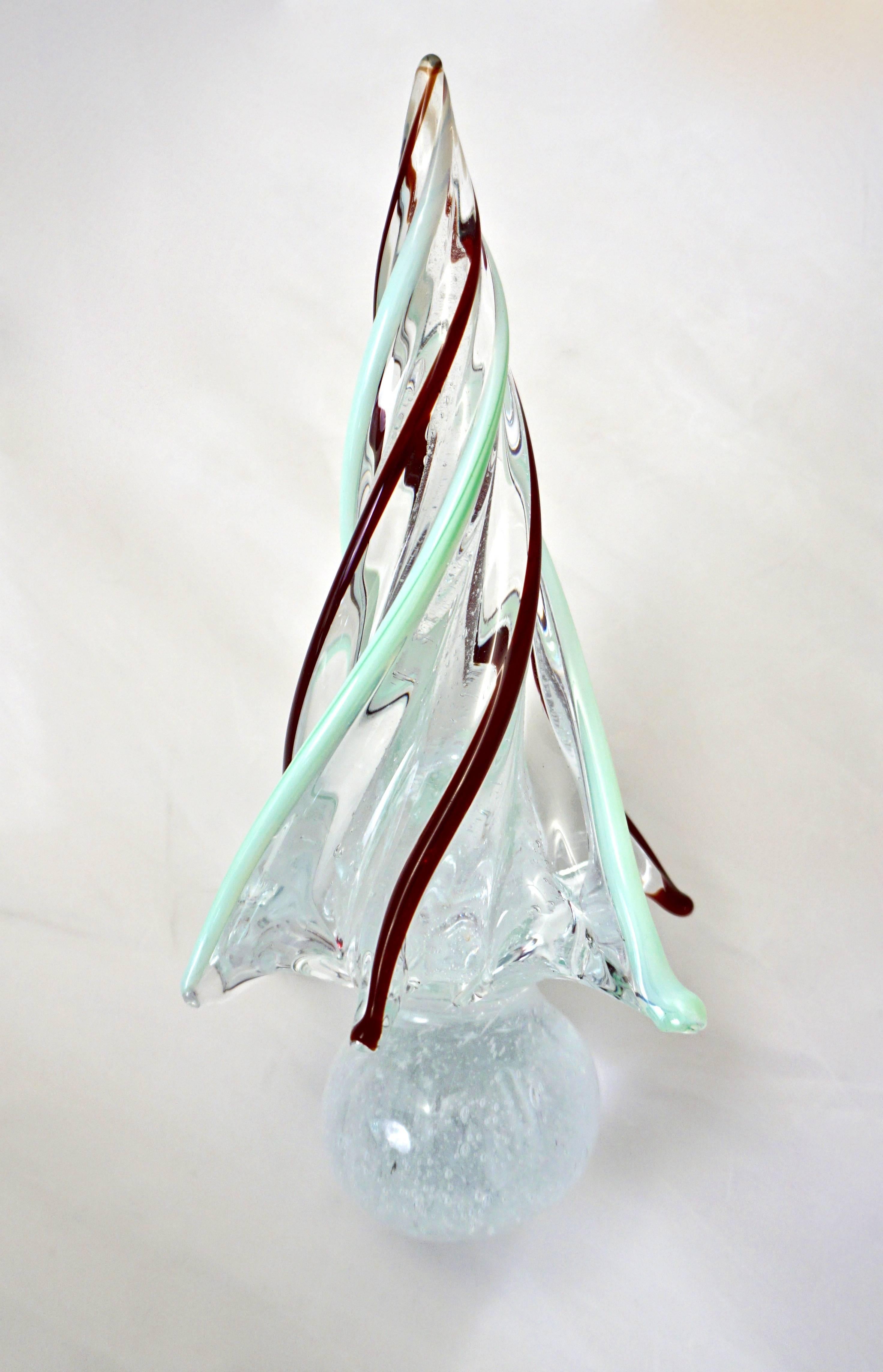 Formia Italian Vintage Wine Red Gold Murano Glass Christmas Tree Sculptures 2