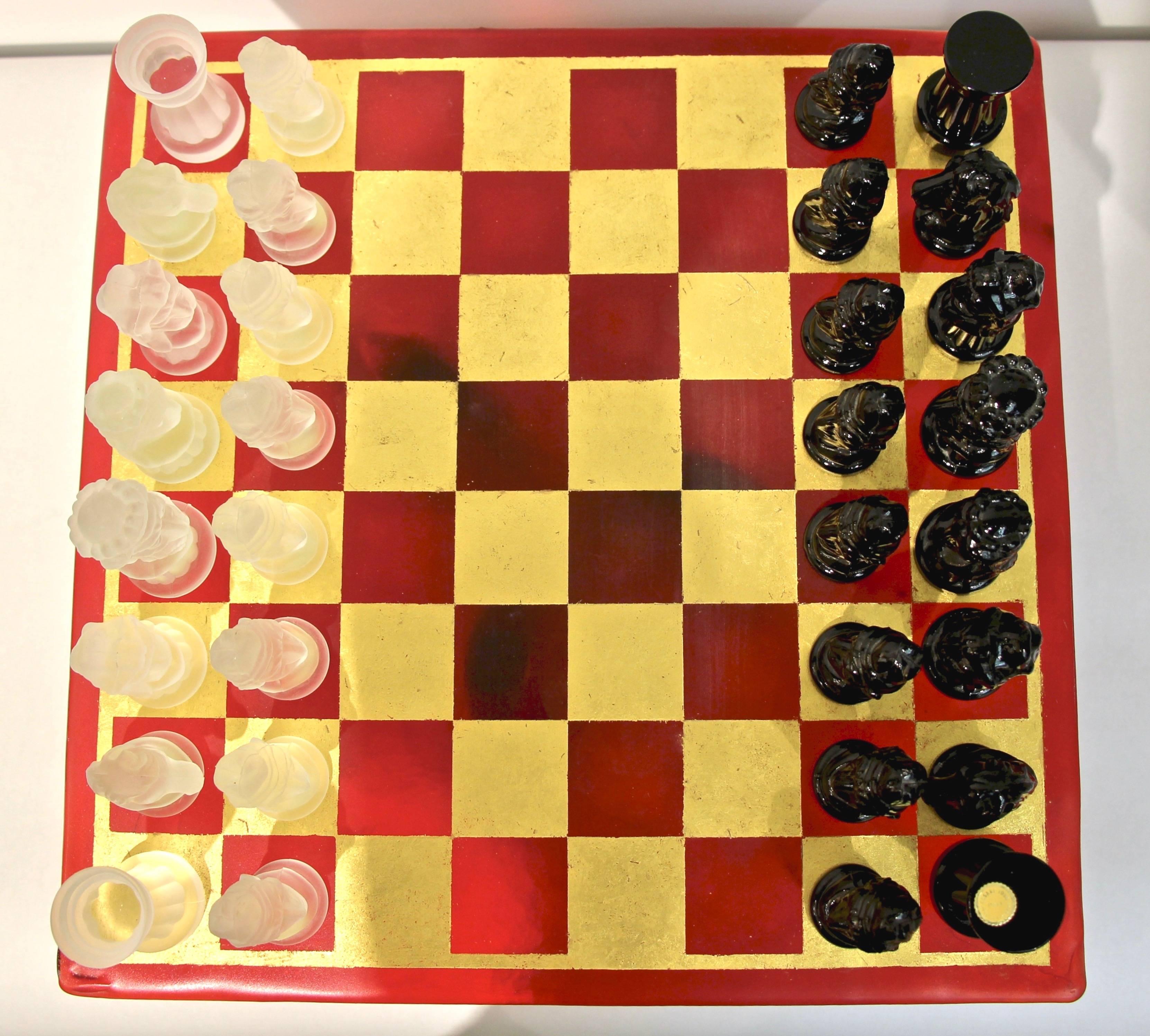 black and white glass chess set