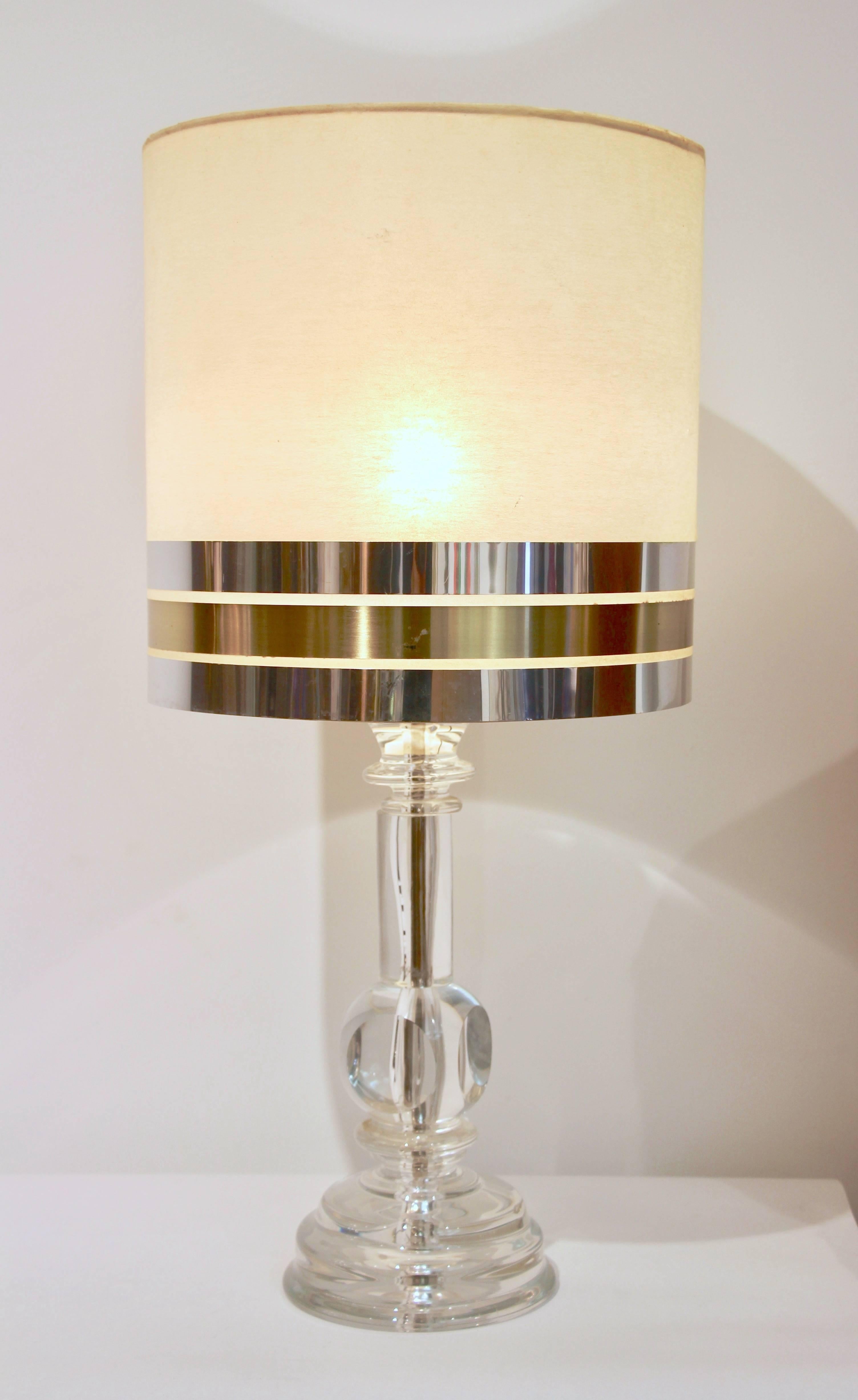 1970s Italian Vintage Pair of Crystal Glass Table Lamps with Organic Design In Excellent Condition In New York, NY