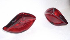Contemporary Italian Fun Blown Murano Glass Red Lips Decorative Art Sculpture