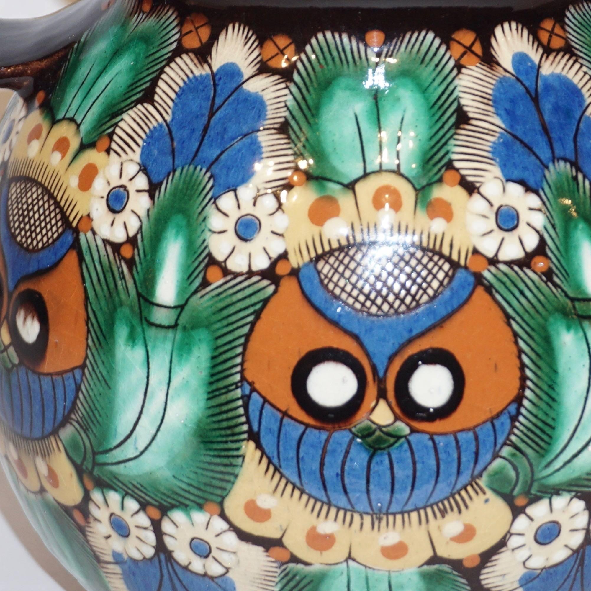 Antique Swiss Arts & Crafts Thoune Majolica Set of Vase, Jug and Holder For Sale 1