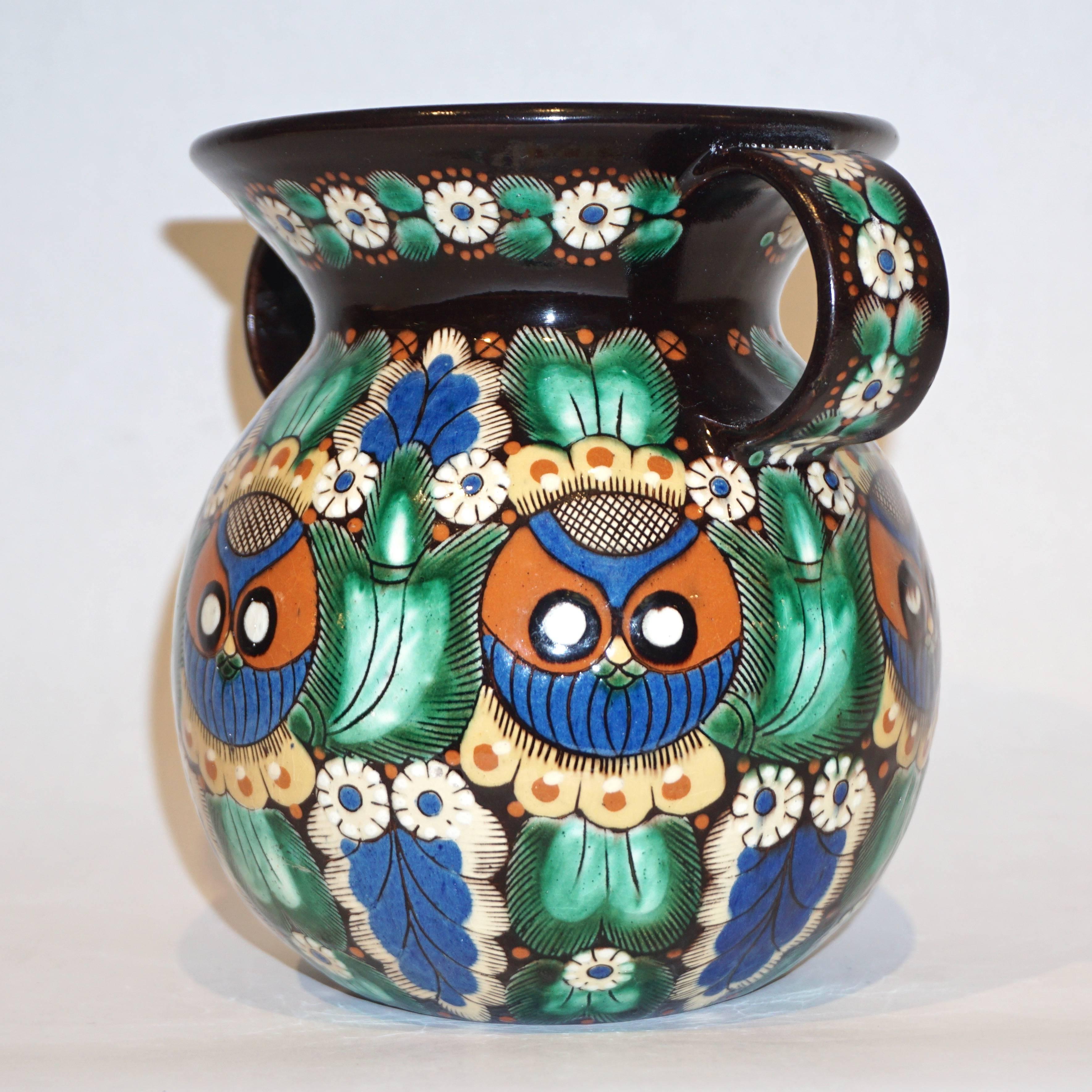 Arts and Crafts Antique Swiss Arts & Crafts Thoune Majolica Set of Vase, Jug and Holder For Sale