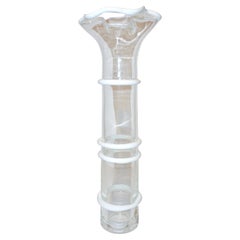 Formia Italian 1970 Vintage Bianco Cristallo Chiaro Vetro di Murano Vaso Alto Svasato