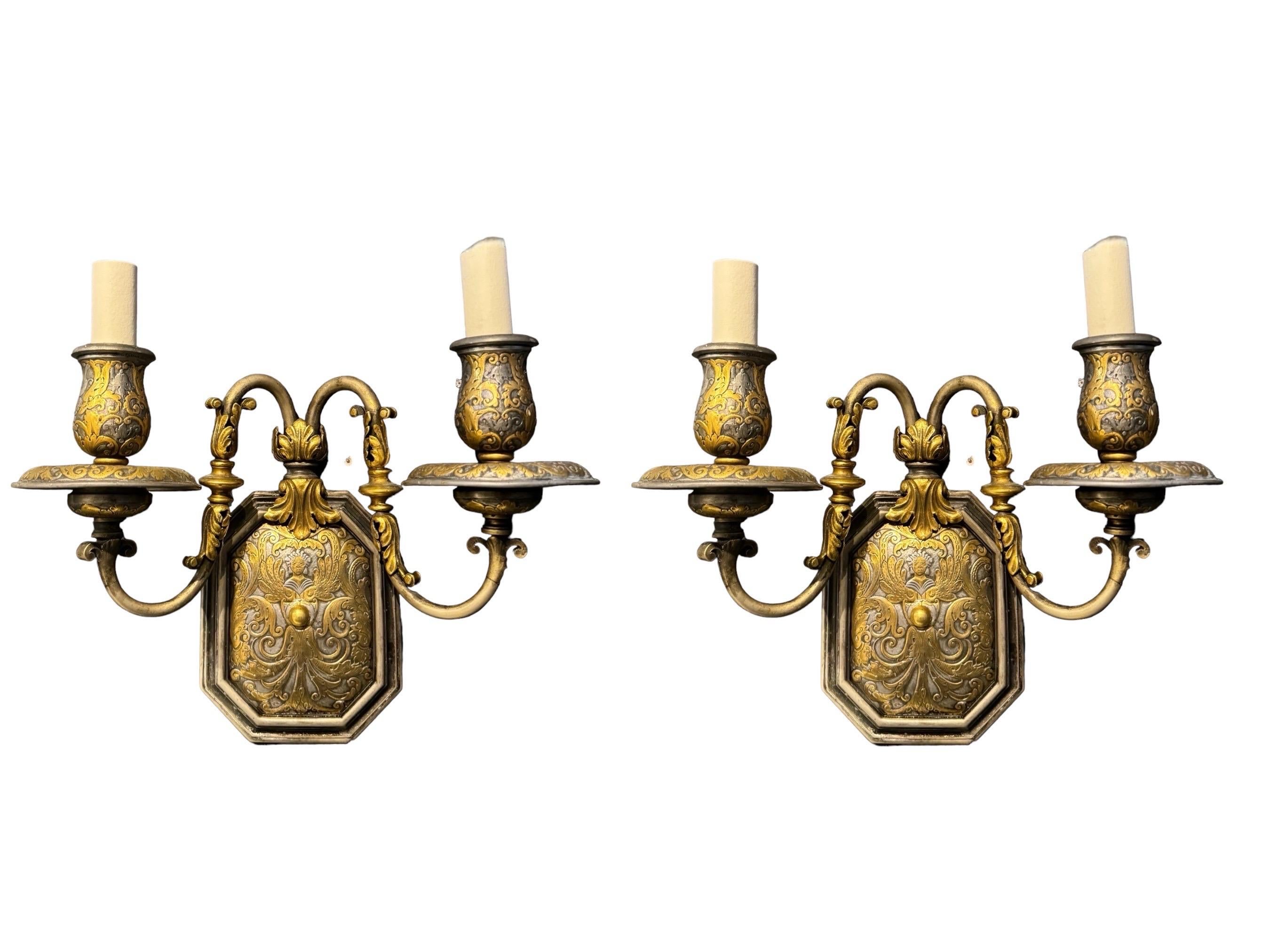 Apliques Caldwell Grabados 1920 Dos Luces en venta