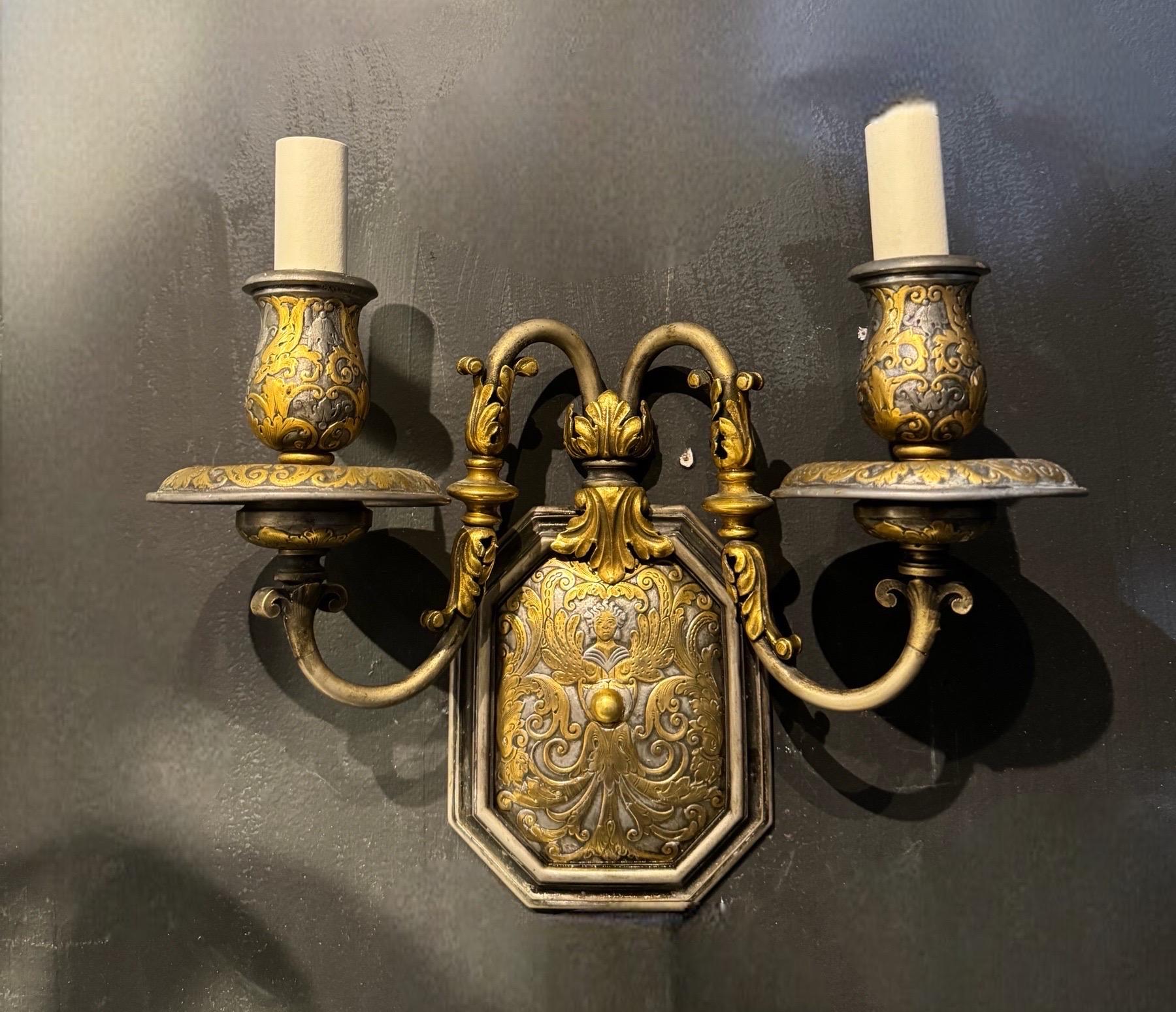 Apliques Caldwell Grabados 1920 Dos Luces Estadounidense en venta