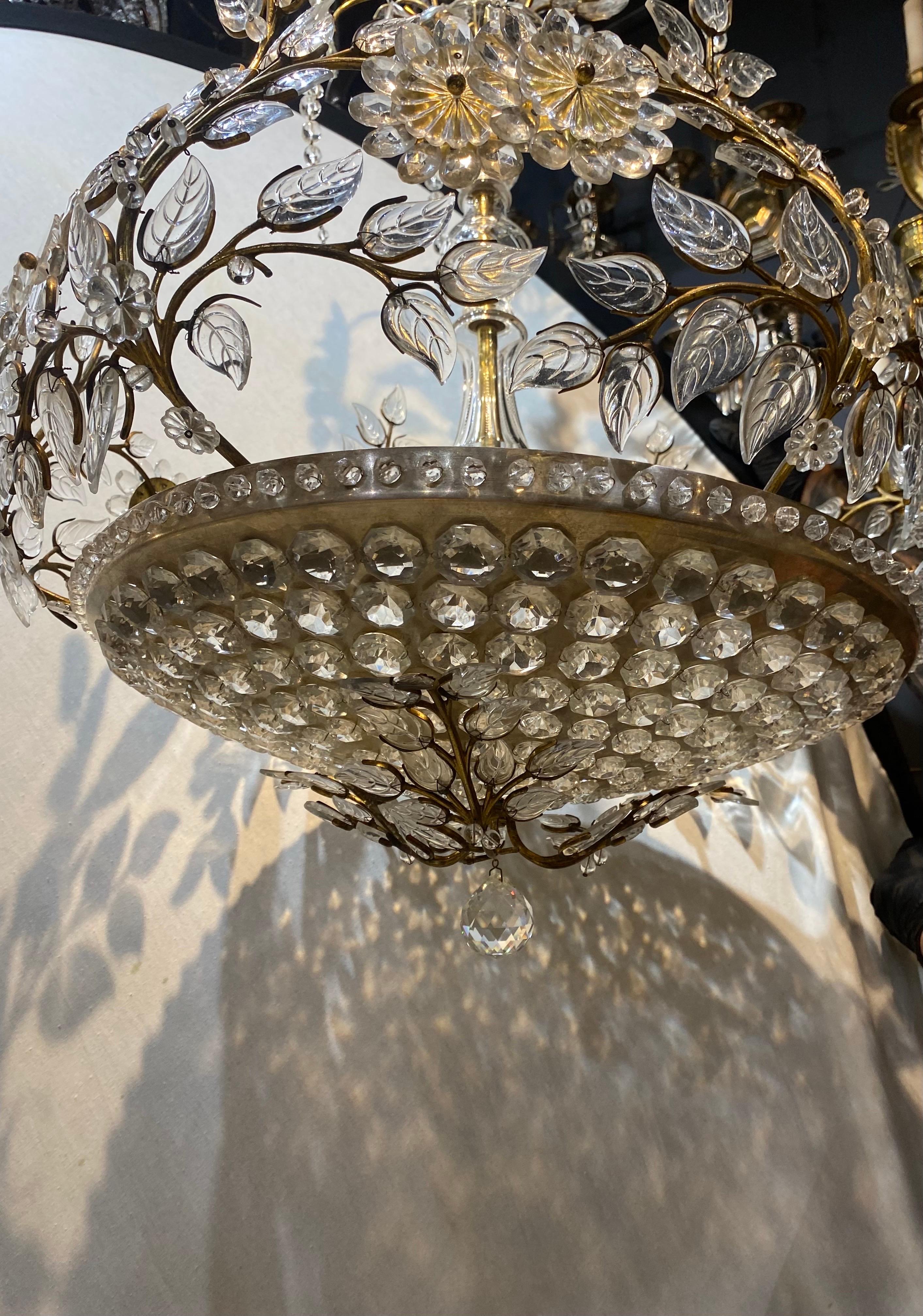 1940 Bagues Crystals Flowers Chandelier For Sale 1