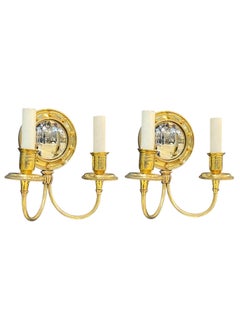 1920's Caldwell Federal Style Bronze Sconces with Mirror