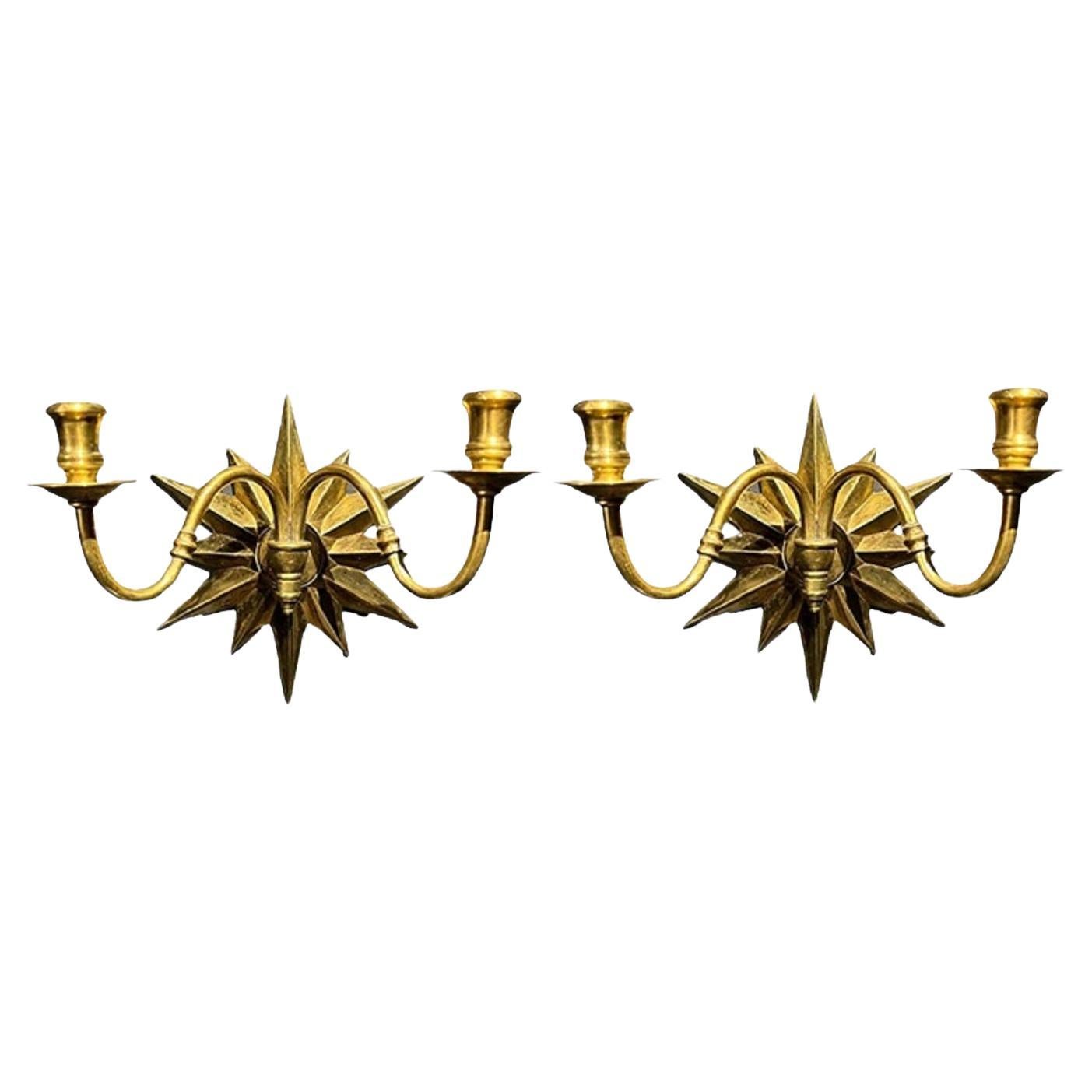 1920s Starburst Double Light Sconces