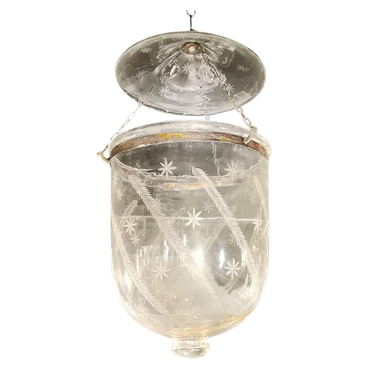 1940's Italian Etched Glass Lantern For Sale