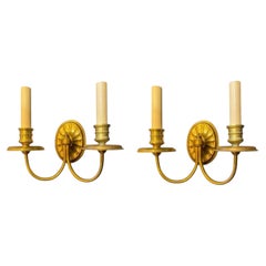 Petites appliques Caldwell en bronze des années 1920, à deux lumières