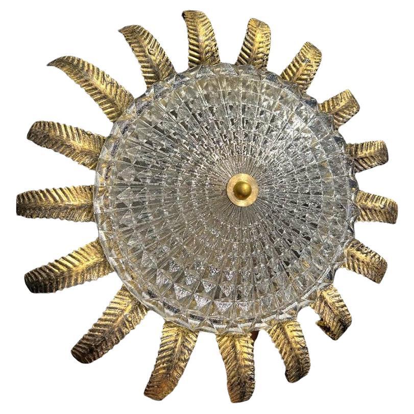 1930's French Sunburst Flush Mount  For Sale