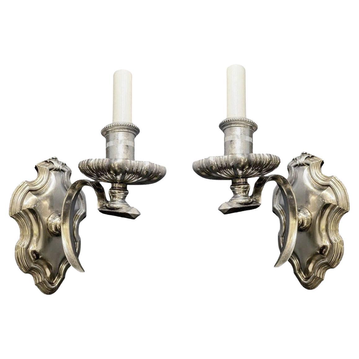 1900's Caldwell One Light Silver Plated Sconces