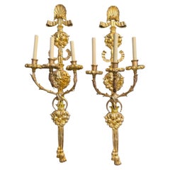 1900 Large Caldwell Gilt Bronze Sconces 3 Lights
