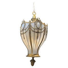 1900 Lanterna Caldwell grande con vetro al piombo