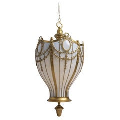 1900 Large Leaded Glass Caldwell Lantern