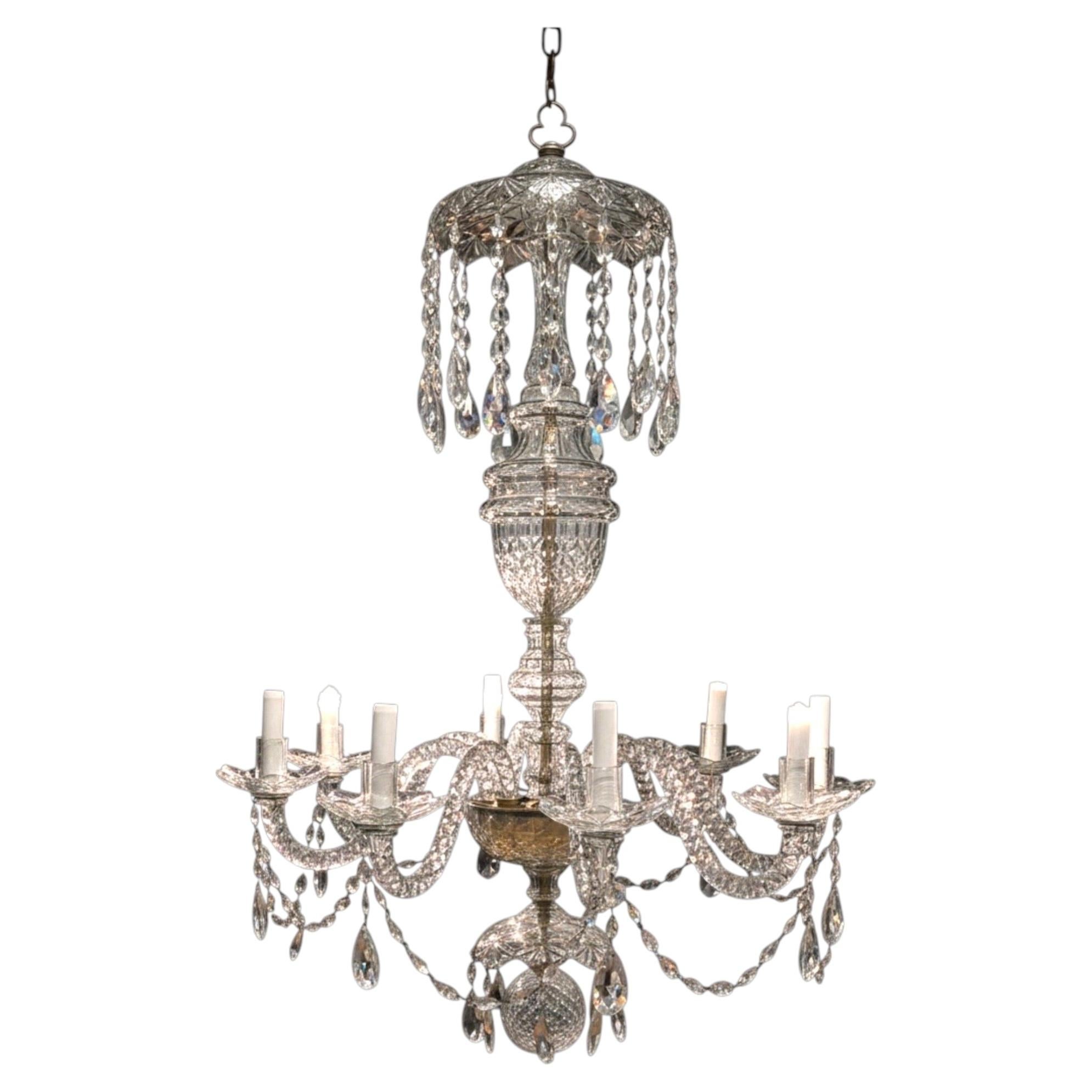 19th Century French Cut Crystal Chandelier 8 Lights