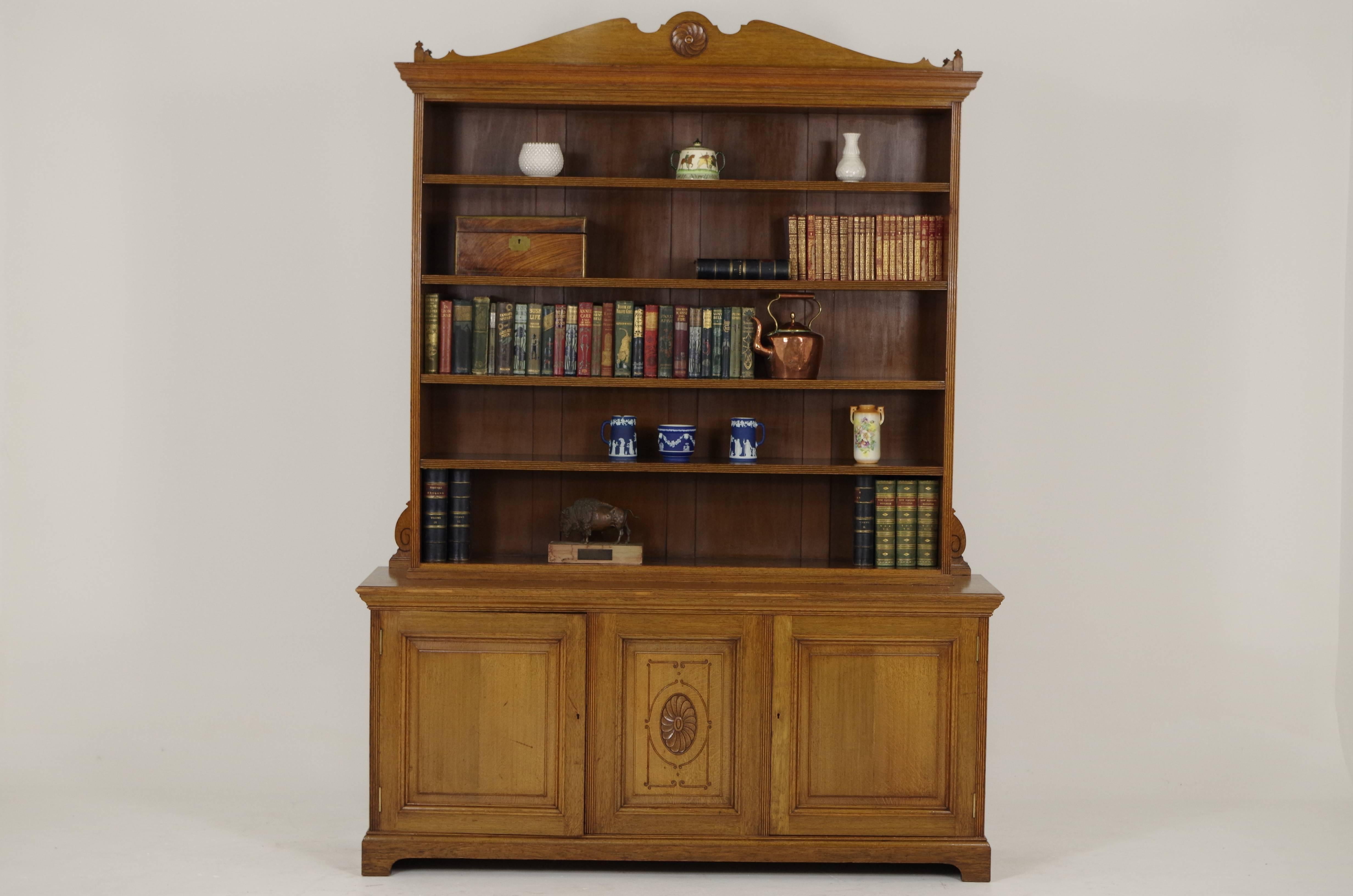 Scottish Antique Bookcase, Victorian,  Solid Oak, Display Cabinet, Scotland 1870, B240