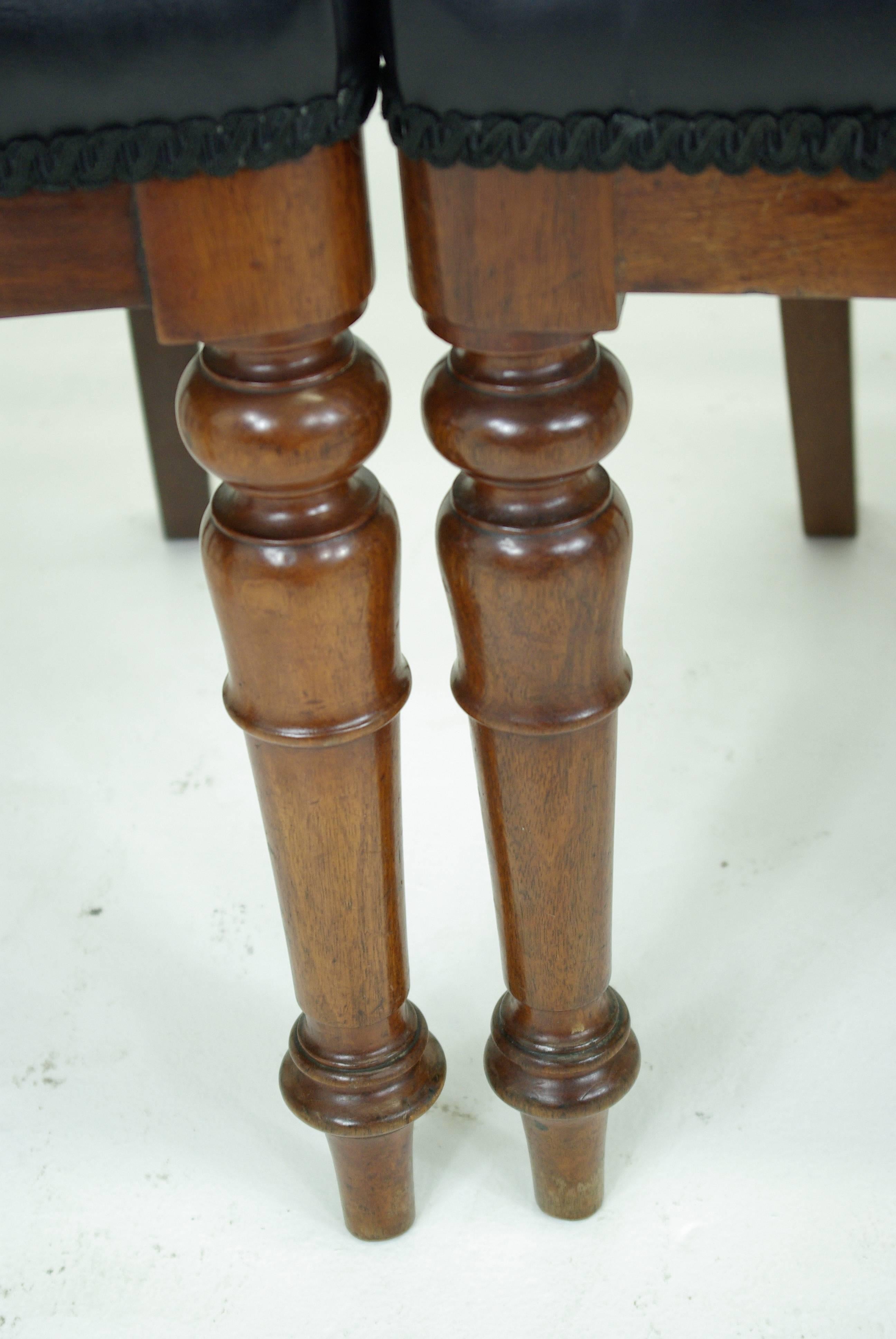 Scottish Set of Six Victorian Mahogany Dining Chairs with Upholstered Seats