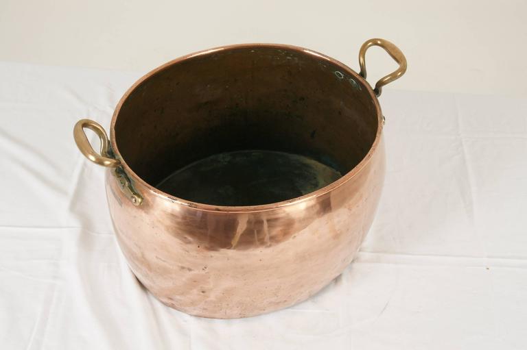 Antique Scottish Oval Copper Wine Pot/ Cooking Pot, Brass Handles at 1stdibs