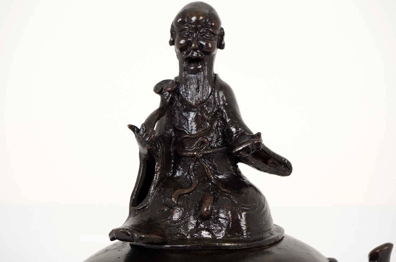 Wonderful 19th Century Chinese Bronze Censer, Incense Burner with Cover 3