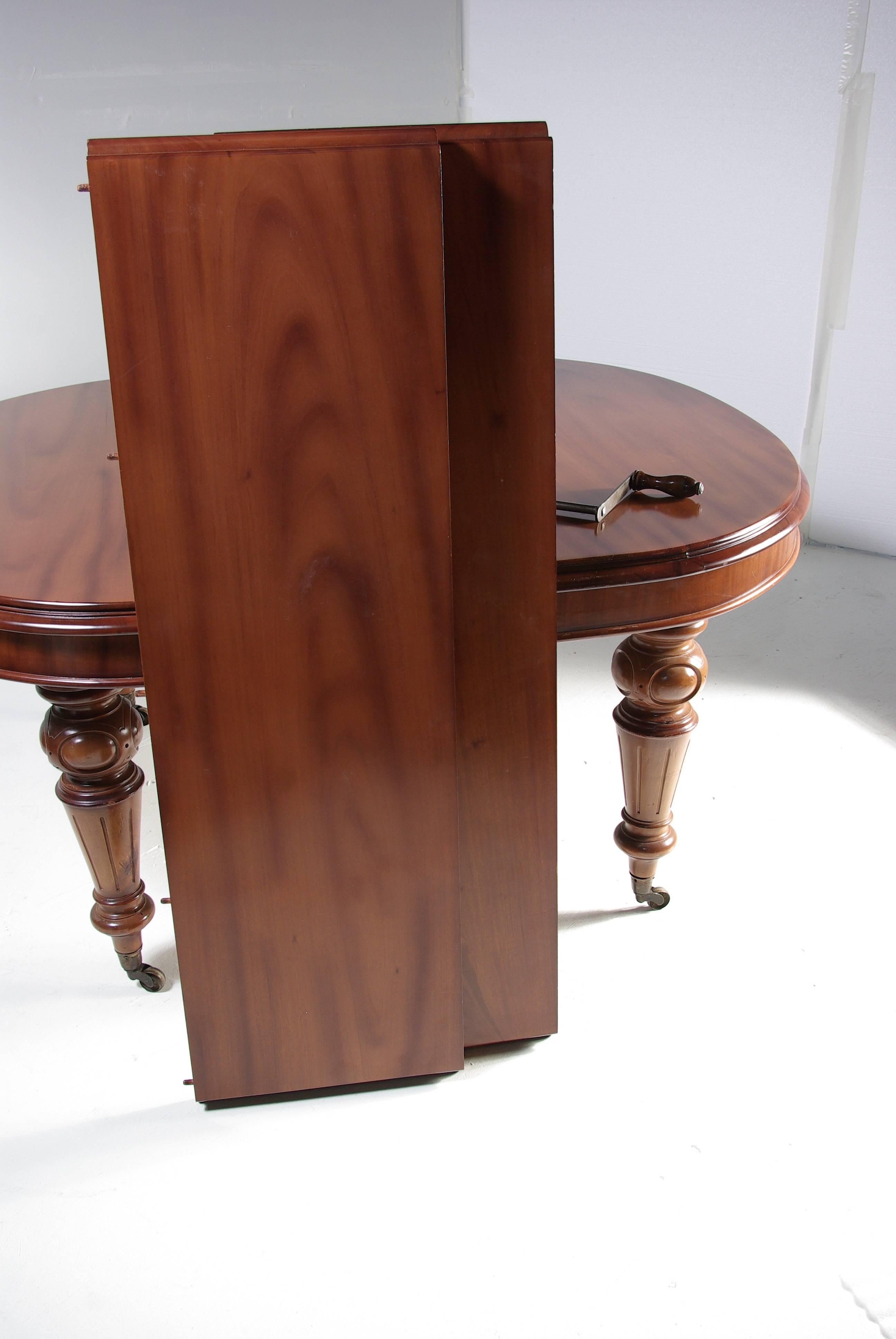 Late 19th Century B372 Antique Victorian Mahogany Oval Dining Room Table with Hand Crank